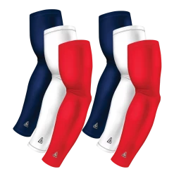 B-Driven Sports 6-pack Bundle | Solids | Red Standard Dark/White/Blue Navy Dark Sports Arm Sleeve Bundles
