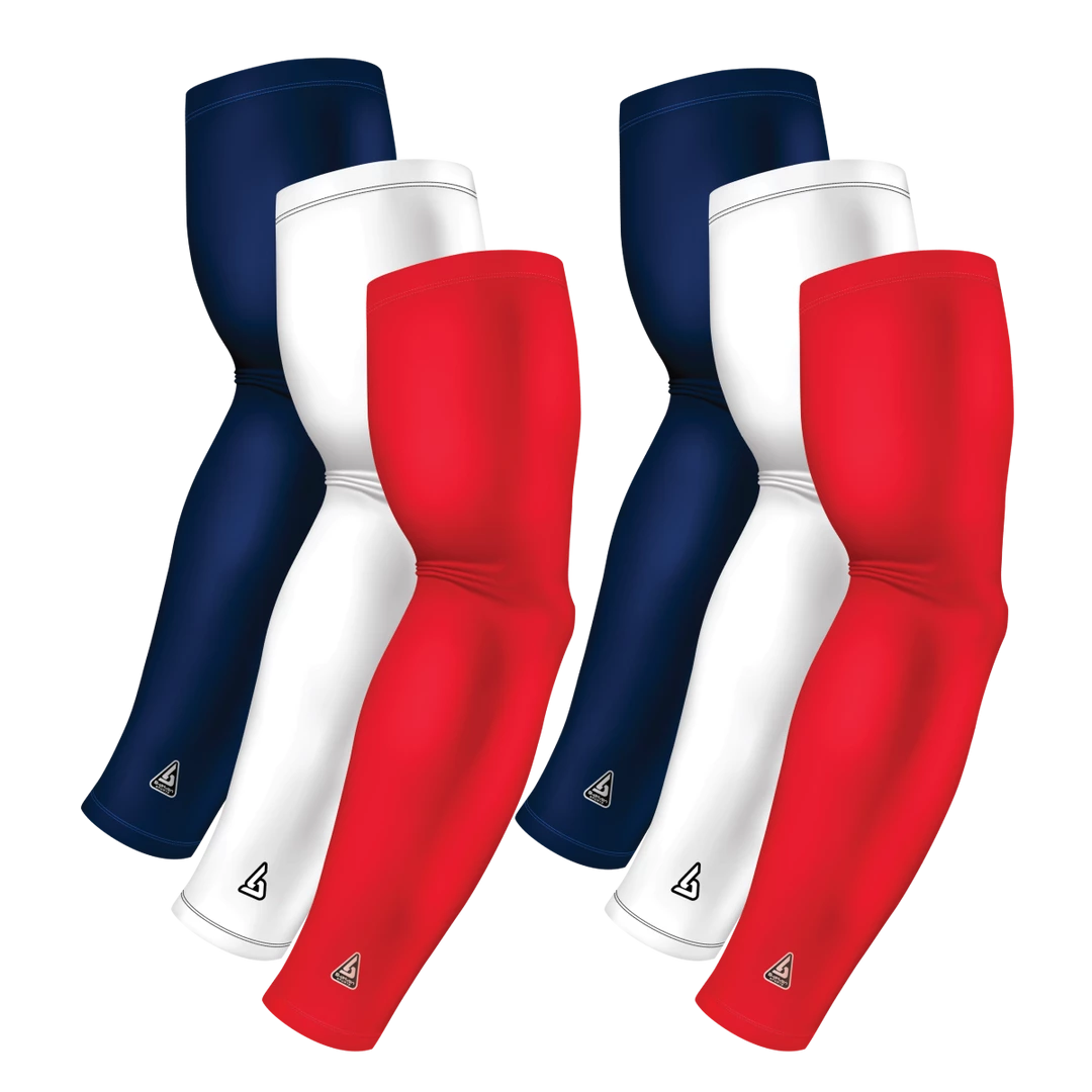 B-Driven Sports 6-pack Bundle | Solids | Red Standard Dark/White/Blue Navy Dark Sports Arm Sleeve Bundles 3 B-Driven Sports 6-pack Bundle | Solids | Red Standard Dark/White/Blue Navy Dark Sports Arm Sleeve Bundles