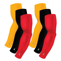 B-Driven Sports Sports Arm Sleeve Bundles 6-pack Bundle | Solids | Maroon Standard/Black/Yellow Dark