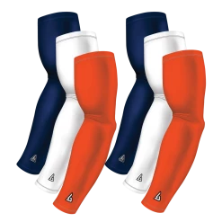 B-Driven Sports 6-pack Bundle | Solids | Orange Dark/White/Blue Navy Dark Sports Arm Sleeve Bundles