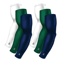 B-Driven Sports Sports Arm Sleeve Bundles 6-pack Bundle | Solids | Blue Navy Dark/Green Hunter/White