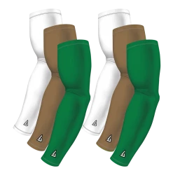 B-Driven Sports 6-pack Bundle | Solids | Green Standard/Gold Dark/White Sports Arm Sleeve Bundles