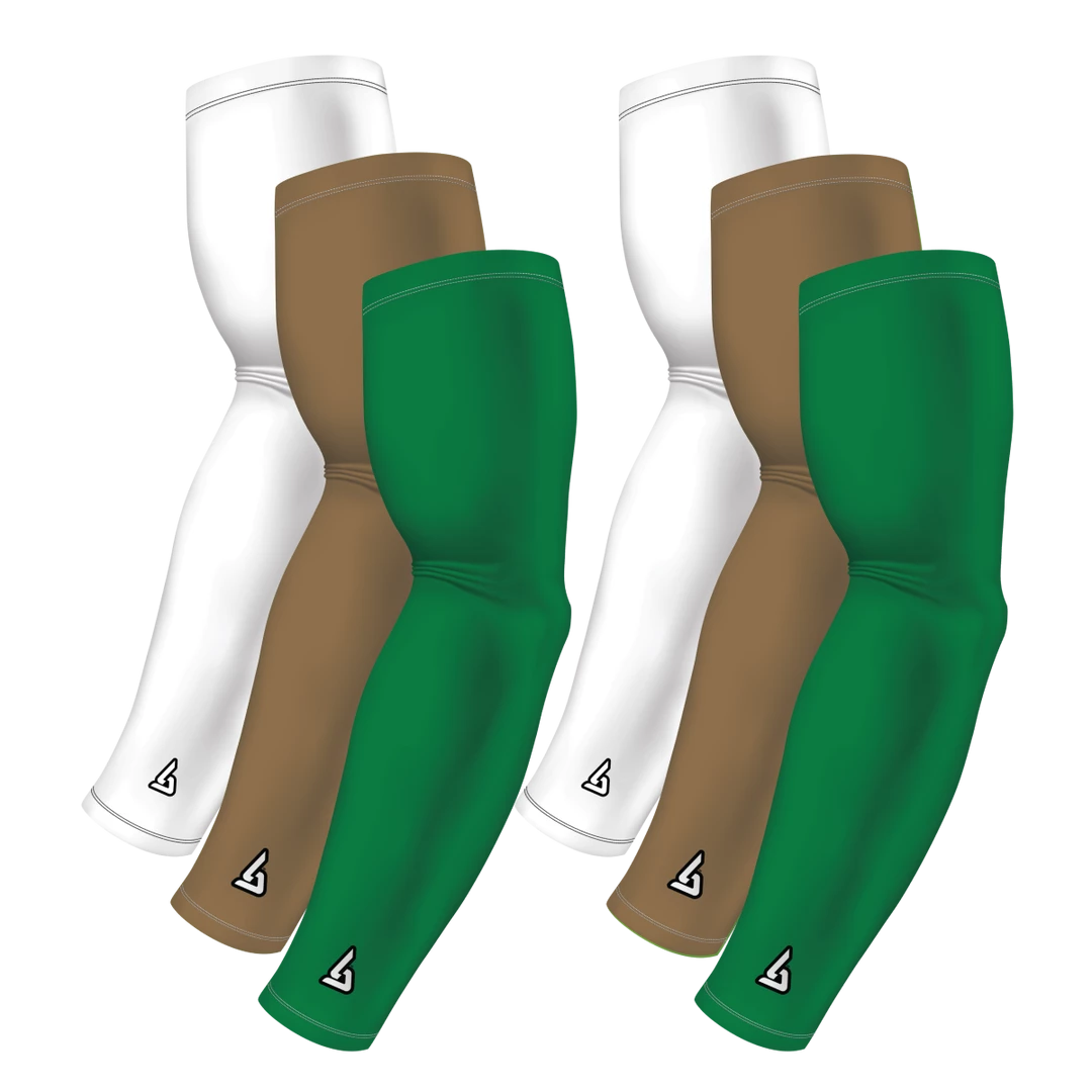 B-Driven Sports 6-pack Bundle | Solids | Green Standard/Gold Dark/White Sports Arm Sleeve Bundles 3 B-Driven Sports 6-pack Bundle | Solids | Green Standard/Gold Dark/White Sports Arm Sleeve Bundles