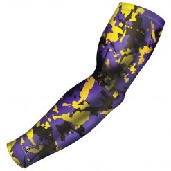 B-Driven Sports Flaked Camo Purple Yellow Pro-Fit Sports Arm Sleeves