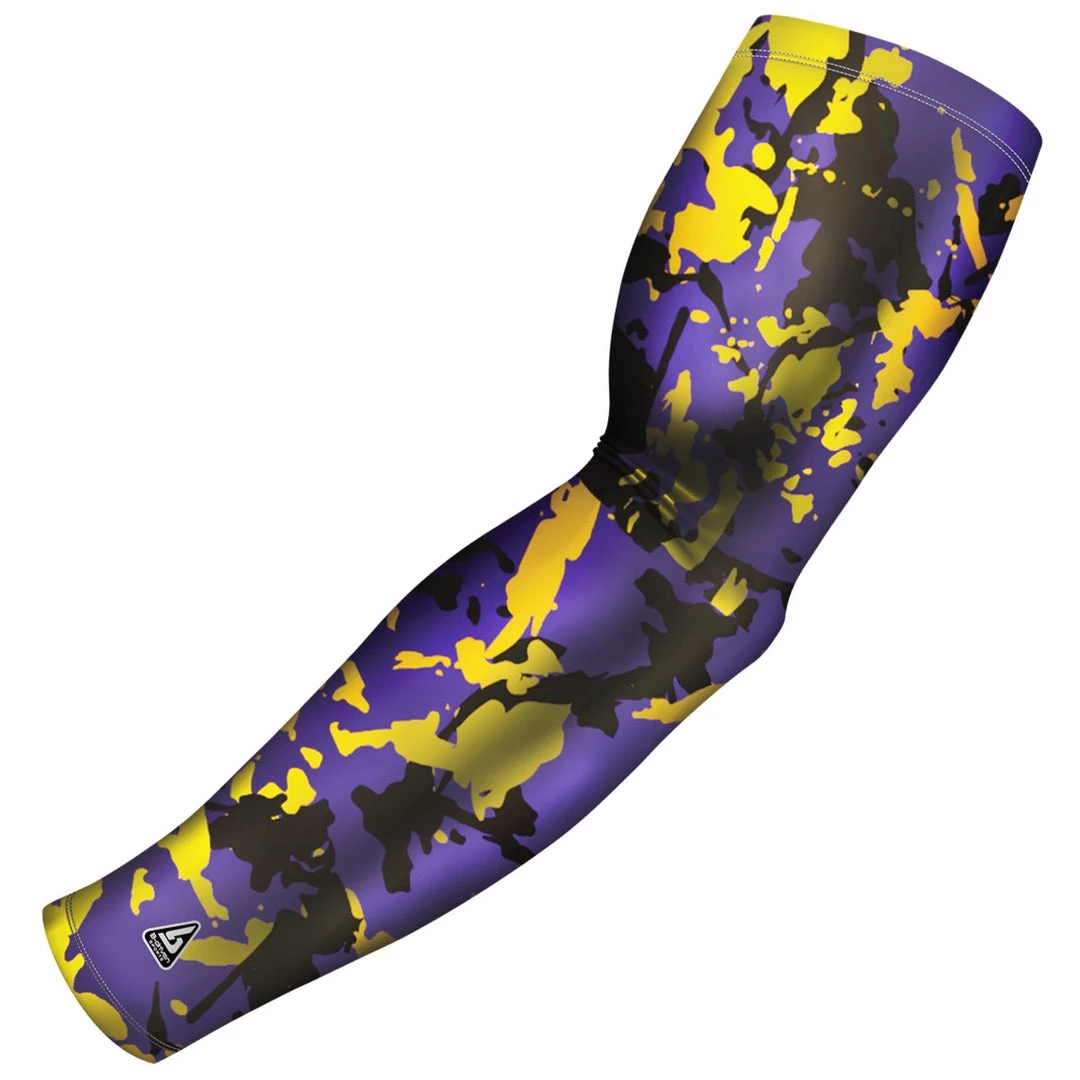 B-Driven Sports Flaked Camo Purple Yellow Pro-Fit Sports Arm Sleeves 3 B-Driven Sports Flaked Camo Purple Yellow Pro-Fit Sports Arm Sleeves