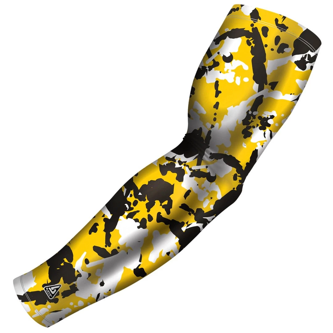 B-Driven Sports Pro-Fit Sports Arm Sleeves Flaked Camo Yellow Black 3 B-Driven Sports Pro-Fit Sports Arm Sleeves Flaked Camo Yellow Black