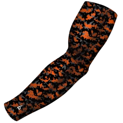 B-Driven Sports Pro-Fit Sports Arm Sleeves Digital Camo Orange Burnt