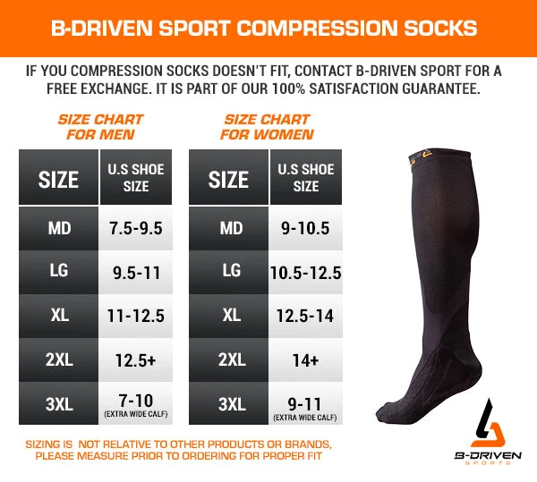 B-Driven Sports 1 Pair Graduated Compression Socks White And Black 4 B-Driven Sports 1 Pair Graduated Compression Socks White And Black