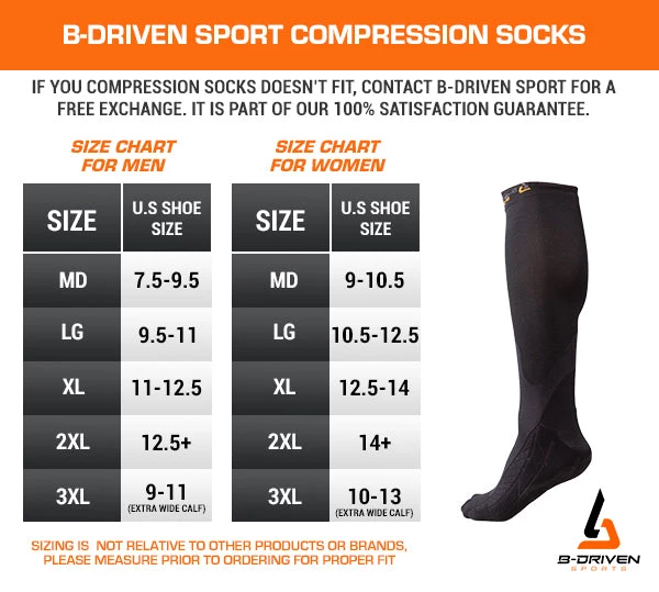B-Driven Sports Enhanced Graduated Compression Socks (BLK/GRY) 6 B-Driven Sports Enhanced Graduated Compression Socks (BLK/GRY)